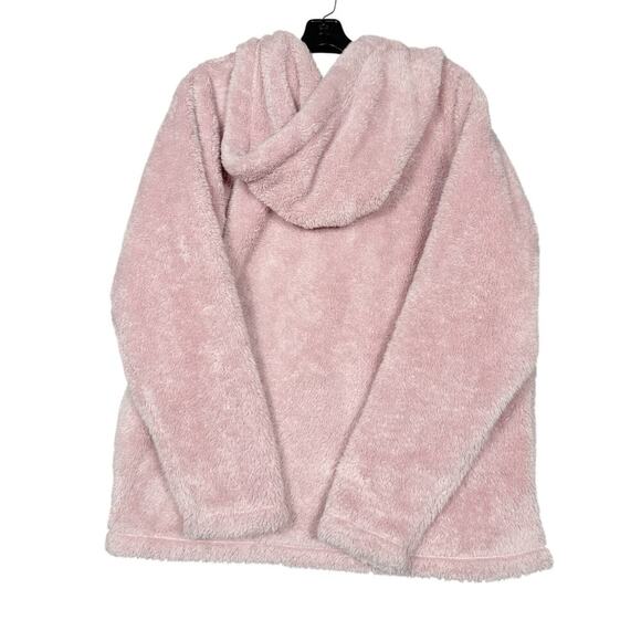 PINK Victoria’s Secret Sherpa Quarter-Zip Hoodie Small Light Pink Plush Fleece - Picture 3 of 4